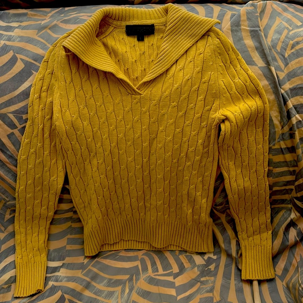 J. McLaughlin women’s small cream-colored collared cable-knit sweater